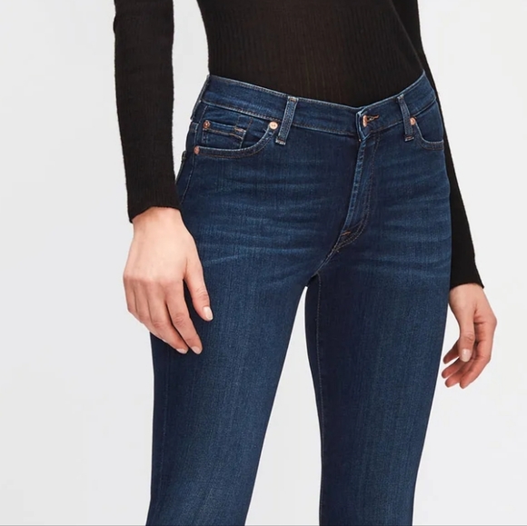 NWT 7 For All Mankind Ankle Skinny Slim Illusion Luxe darkwash Sz 33 sof… - Picture 2 of 12